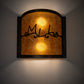 Meyda Lighting Personalized 12" 2-Light Dark Burnished Antique Copper Wall Sconce With Amber Mica Shade Glass