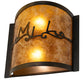 Meyda Lighting Personalized 12" 2-Light Dark Burnished Antique Copper Wall Sconce With Amber Mica Shade Glass