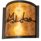 Meyda Lighting Personalized 12" 2-Light Dark Burnished Antique Copper Wall Sconce With Amber Mica Shade Glass