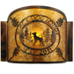 Meyda Lighting Personalized 12" Burnished Antique Copper Black Dog Lodge Wall Sconce With Amber Mica Shade Glass