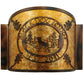 Meyda Lighting Personalized 12" Burnished Antique Copper Black Dog Lodge Wall Sconce With Amber Mica Shade Glass