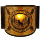 Meyda Lighting Personalized 12" Burnished Antique Copper Black Dog Lodge Wall Sconce With Amber Mica Shade Glass