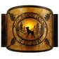 Meyda Lighting Personalized 12" Burnished Antique Copper Black Dog Lodge Wall Sconce With Amber Mica Shade Glass