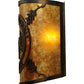 Meyda Lighting Personalized 12" Burnished Antique Copper Black Dog Lodge Wall Sconce With Amber Mica Shade Glass