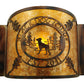 Meyda Lighting Personalized 12" Burnished Antique Copper Black Dog Lodge Wall Sconce With Amber Mica Shade Glass