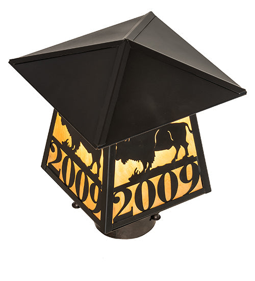 Meyda Lighting Personalized 12" Craftsman Brown Buffalo Outdoor Post Mount Light With Ambra Sienna Idalight Shade