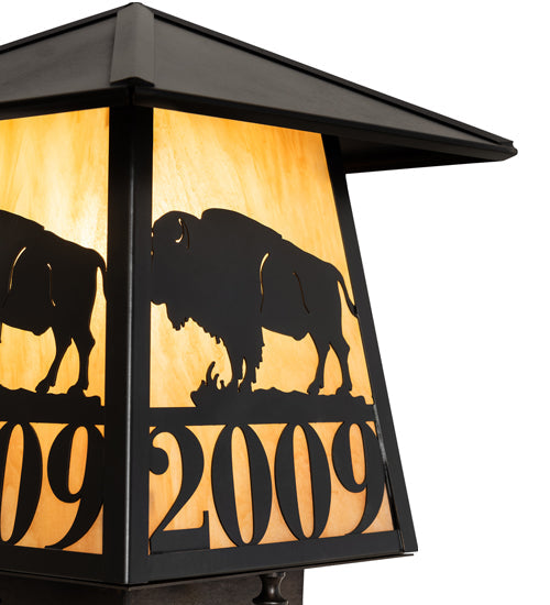 Meyda Lighting Personalized 12" Craftsman Brown Buffalo Outdoor Post Mount Light With Ambra Sienna Idalight Shade