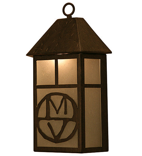 Meyda Lighting Personalized 12" Gilded Tobacco "MV" Wall Sconce With Frosted Clear Shade Glass