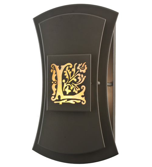 Meyda Lighting Personalized 12" LED Timeless Bronze Legacy Point Ranch Wall Sconce With Black & Beige Iridescent Shade