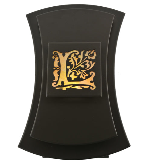 Meyda Lighting Personalized 12" LED Timeless Bronze Legacy Point Ranch Wall Sconce With Black & Beige Iridescent Shade