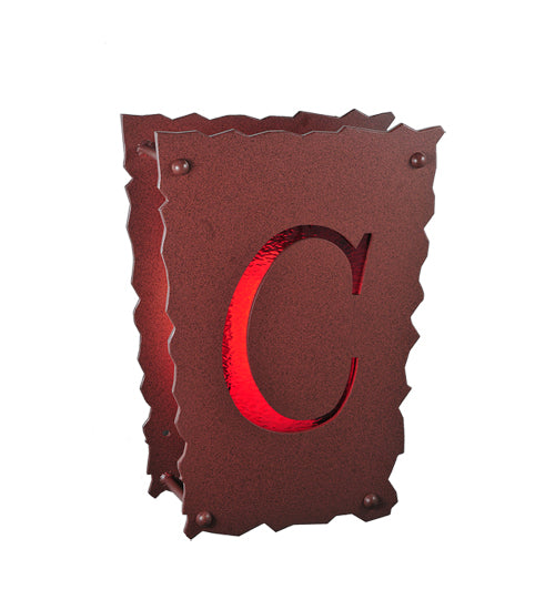 Meyda Lighting Personalized 12" Rust "C" Wall Sconce With Cathedral Red Shade