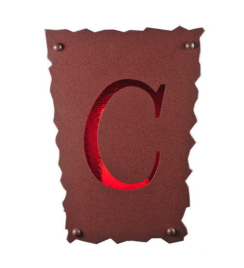 Meyda Lighting Personalized 12" Rust "C" Wall Sconce With Cathedral Red Shade