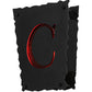 Meyda Lighting Personalized 12" Textured Black "C" Wall Sconce With Red Shade Glass