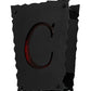 Meyda Lighting Personalized 12" Textured Black "C" Wall Sconce With Red Shade Glass