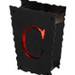 Meyda Lighting Personalized 12" Textured Black "C" Wall Sconce With Red Shade Glass