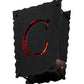 Meyda Lighting Personalized 12" Textured Black "C" Wall Sconce With Red Shade Glass
