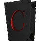 Meyda Lighting Personalized 12" Textured Black "C" Wall Sconce With Red Shade Glass