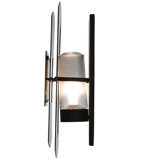 Meyda Lighting Personalized 12" Timeless Bronze Legacy Point Ranch Wall Sconce With Beige Iridescent Shade Glass