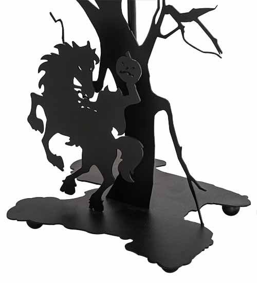 Meyda Lighting Personalized 13" Textured Black Headless Horseman Table Lamp With Tangarine Acrylic Shade