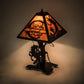 Meyda Lighting Personalized 13" Textured Black Headless Horseman Table Lamp With Tangarine Acrylic Shade