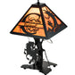 Meyda Lighting Personalized 13" Textured Black Headless Horseman Table Lamp With Tangarine Acrylic Shade