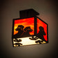 Meyda Lighting Personalized 16" 2-Light Solar Black DiCastro's Flush Mount Light With Orange & Beige Shade Glass