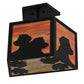 Meyda Lighting Personalized 16" 2-Light Solar Black DiCastro's Flush Mount Light With Orange & Beige Shade Glass
