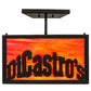 Meyda Lighting Personalized 16" 2-Light Solar Black DiCastro's Flush Mount Light With Orange & Beige Shade Glass