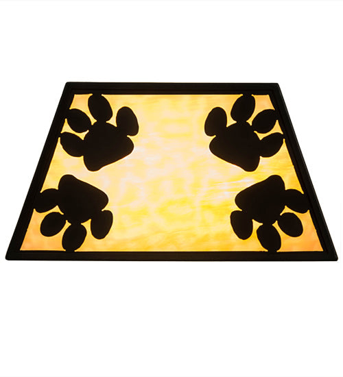 Meyda Lighting Personalized 16" 2-Light Solar Black DiCastro's Flush Mount Light With Orange & Beige Shade Glass