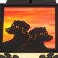 Meyda Lighting Personalized 16" 2-Light Solar Black DiCastro's Flush Mount Light With Orange & Beige Shade Glass
