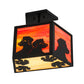 Meyda Lighting Personalized 16" 2-Light Solar Black DiCastro's Flush Mount Light With Orange & Beige Shade Glass