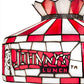 Meyda Lighting Personalized 16" Brushed Nickel Johnny's Lunch Pendant Light With Red & White Shade Glass