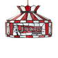Meyda Lighting Personalized 16" Brushed Nickel Johnny's Lunch Pendant Light With Red & White Shade Glass