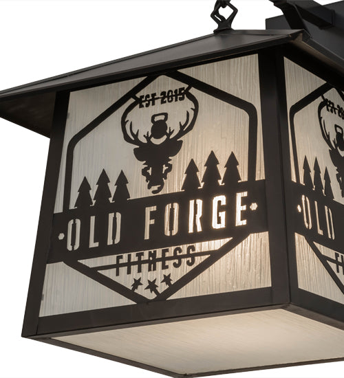 Meyda Lighting Personalized 16" Craftsman Brown Wall Sconce With Frosted Rainyvue Shade Glass