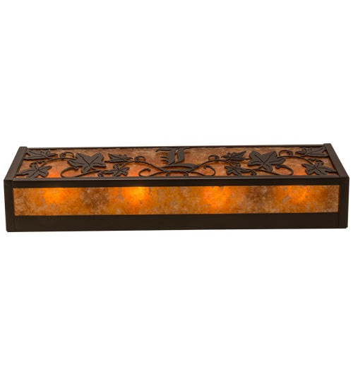 Meyda Lighting Personalized 162667 24" 4-Light Timeless Bronze Grapevine Vanity Light With Amber Mica Shade Glass