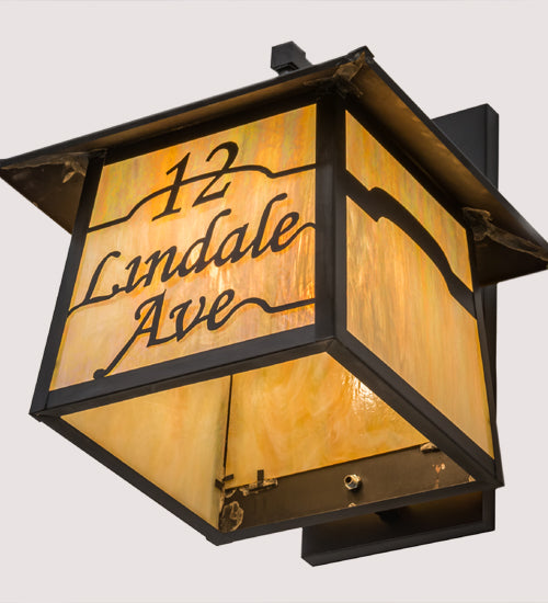 Meyda Lighting Personalized 17" 3-Light Craftsman Brown Stillwater 11 Lindale Ave Wall Sconce With Beige Iridescent Shade Glass