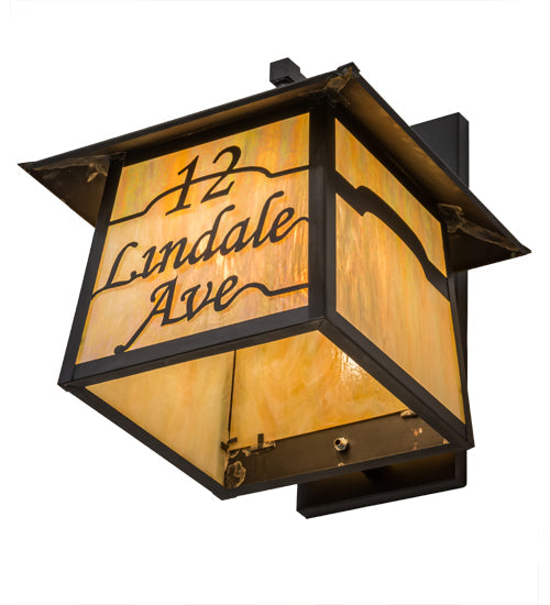 Meyda Lighting Personalized 17" 3-Light Craftsman Brown Stillwater 12 Lindale Ave Wall Sconce With Beige Iridescent Shade Glass
