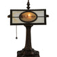 Meyda Lighting Personalized 17" Mahogany Bronze St. Elizabeth's Hospital Bankers Table Lamp With Beige Shade Glass