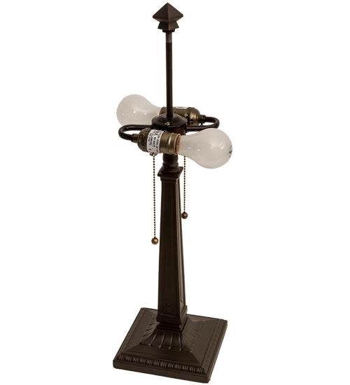 Meyda Lighting Personalized 18" 2-Light Mahogany Bronze Graduation Present Table Lamp With Multi-Colored Shade Glass