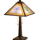 Meyda Lighting Personalized 18" 2-Light Mahogany Bronze Graduation Present Table Lamp With Multi-Colored Shade Glass