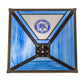 Meyda Lighting Personalized 18" Corrections Craftsman Brown Frame With Blue & White Shade Glass