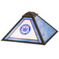 Meyda Lighting Personalized 18" Corrections Craftsman Brown Frame With Blue & White Shade Glass
