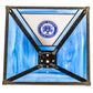 Meyda Lighting Personalized 18" State Trooper Craftsman Brown Frame With Blue & White Shade Glass