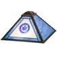 Meyda Lighting Personalized 18" State Trooper Craftsman Brown Frame With Blue & White Shade Glass