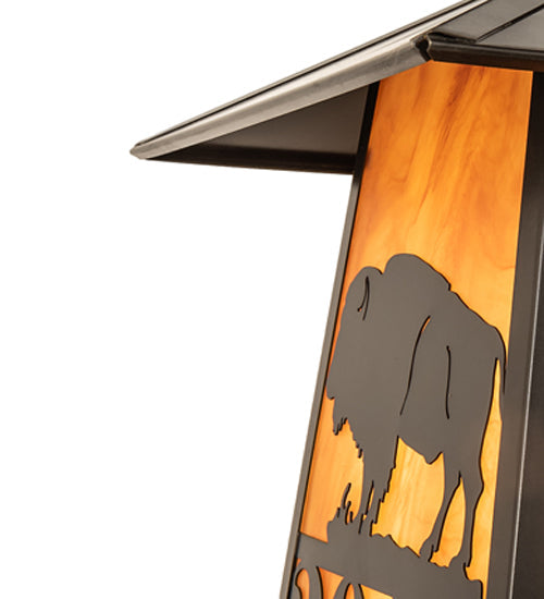 Meyda Lighting Personalized 20" Craftsman Brown On Brass Buffalo Outdoor Post Mount Light With Ambra Sienna Idalight Shade