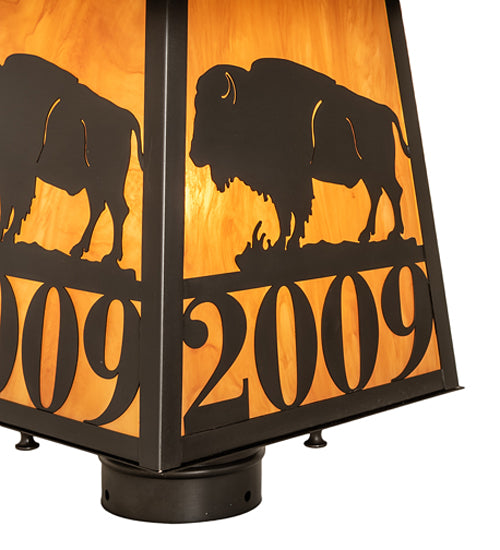 Meyda Lighting Personalized 20" Craftsman Brown On Brass Buffalo Outdoor Post Mount Light With Ambra Sienna Idalight Shade