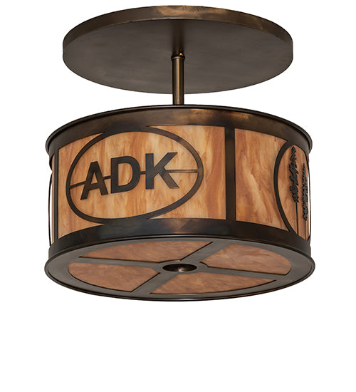 Meyda Lighting Personalized 21" 3-Light Light Burnished Antique Copper Semi-flush Mount Light With Ambra Siena Idalight Shade