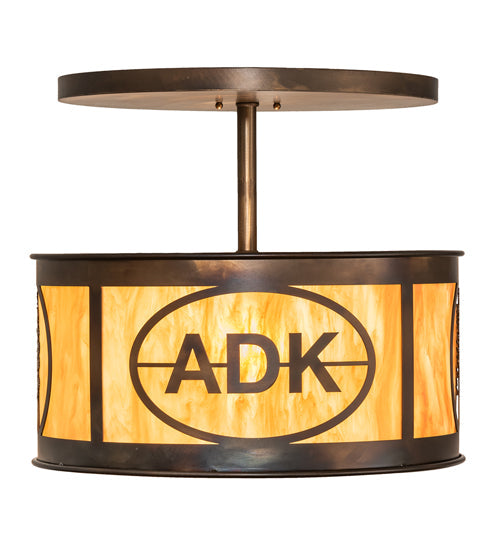 Meyda Lighting Personalized 21" 3-Light Light Burnished Antique Copper Semi-flush Mount Light With Ambra Siena Idalight Shade