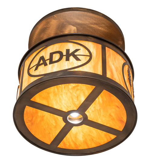Meyda Lighting Personalized 21" 3-Light Light Burnished Antique Copper Semi-flush Mount Light With Ambra Siena Idalight Shade