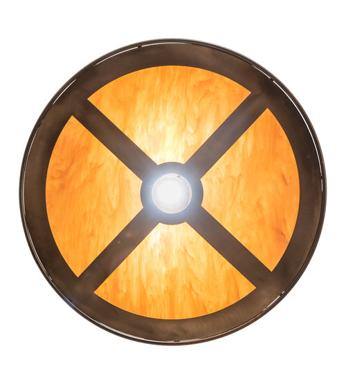 Meyda Lighting Personalized 21" 3-Light Light Burnished Antique Copper Semi-flush Mount Light With Ambra Siena Idalight Shade